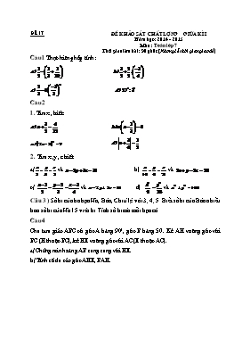 Kiểm tra giữa kỳ 1  Toán 7 (Đề 17)